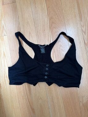 Guess Black Stretch Cotton Cropped Vest - size large